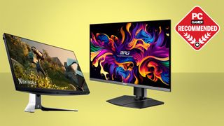 High refresh buying guide header with two of the best high refresh rate gaming monitors and a PC Gamer recommends badge.