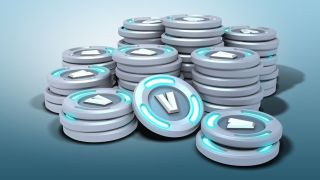 A stack of V-Bucks coins that could be used to buy the Fortnite Season 3 Battle Pass