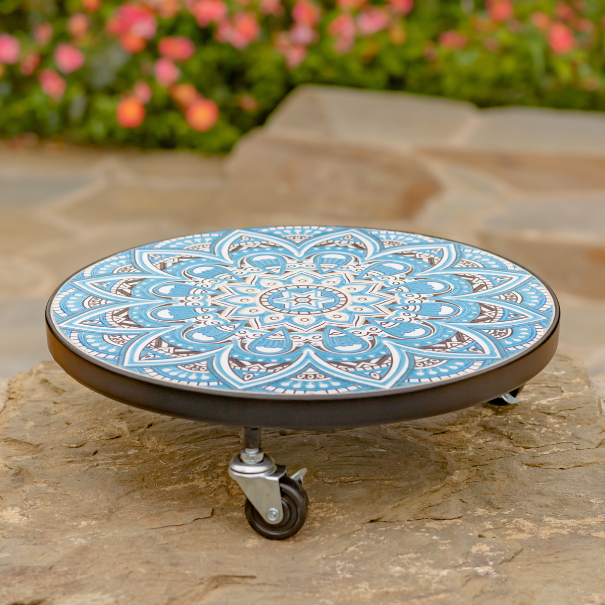 Bungalow Rose 13.8" Ceramic Mosaic Tile Plant Trolley "savannah" (set of 2) | Wayfair