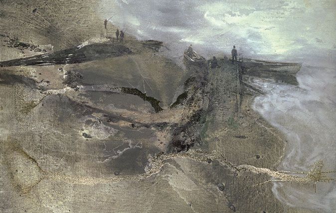 Thames Painting: The Estuary, 1994–5, by Michael Andrews (1928–95), 7ft by 5½ft, The St John Wilson Trust, Pallant House, Chichester, West Sussex