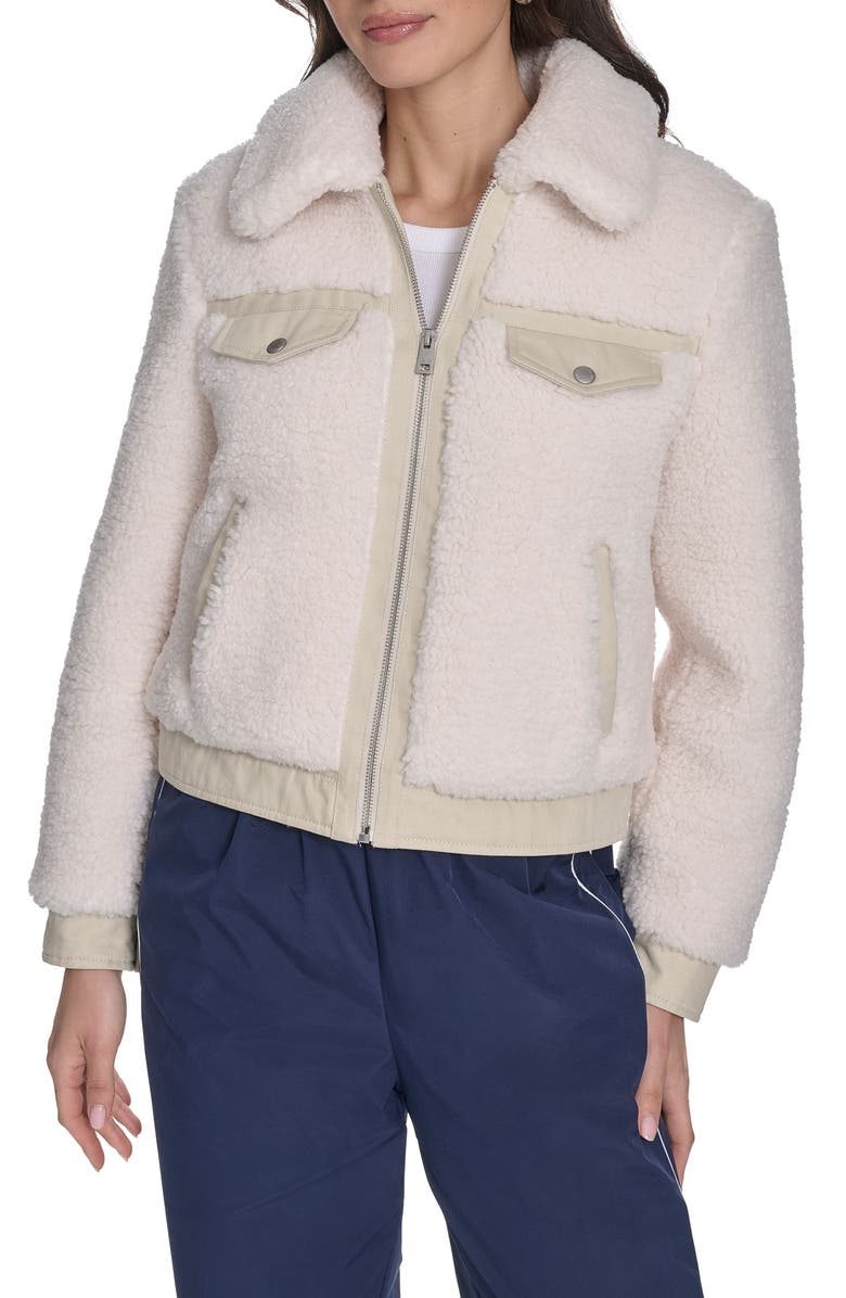 Fleece &amp;amp; Denim Bomber Jacket
