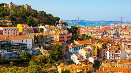 Lisbon old town from Miradouro da Graça viewpoint 