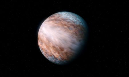 An illustration of a blurred planet that looks like it has super high wind speeds.