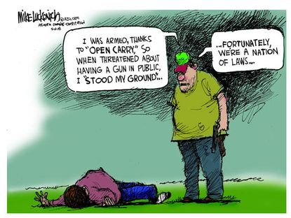 Editorial cartoon open carry stand your ground gun violence