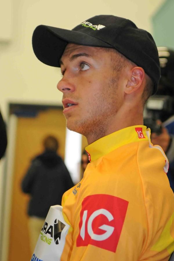 Jonathan Tiernan-Locke (Endura) in gold at the Tour of Britain press conference