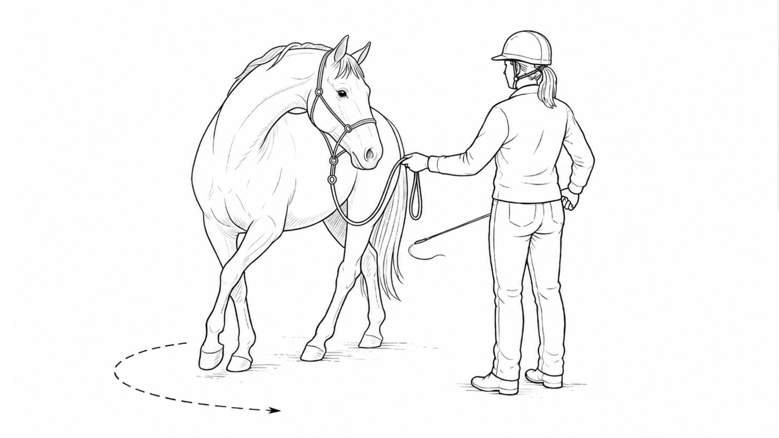 Diagram of handler and horse doing groundwork exercise