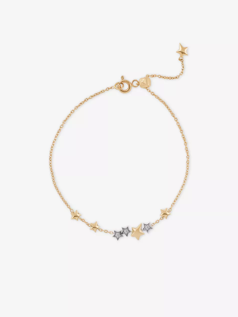 Constanze 14ct Rose and White Gold and 0.04ct Diamond Chain Bracelet