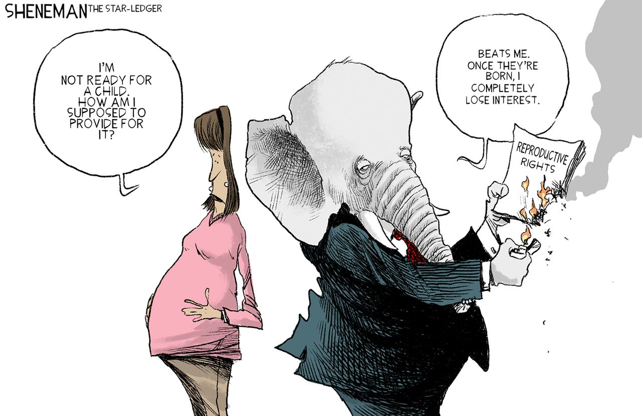 Political cartoon U.S. GOP abortion laws