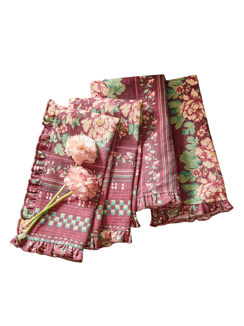 Folkloric Plum Ruffle Napkins, Set of 4