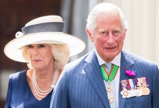 The Prince Of Wales And The Duchess of Cornwall Receive President Macron To Commemorate The Appeal of The 18th June Speech By Charles De Gaulle