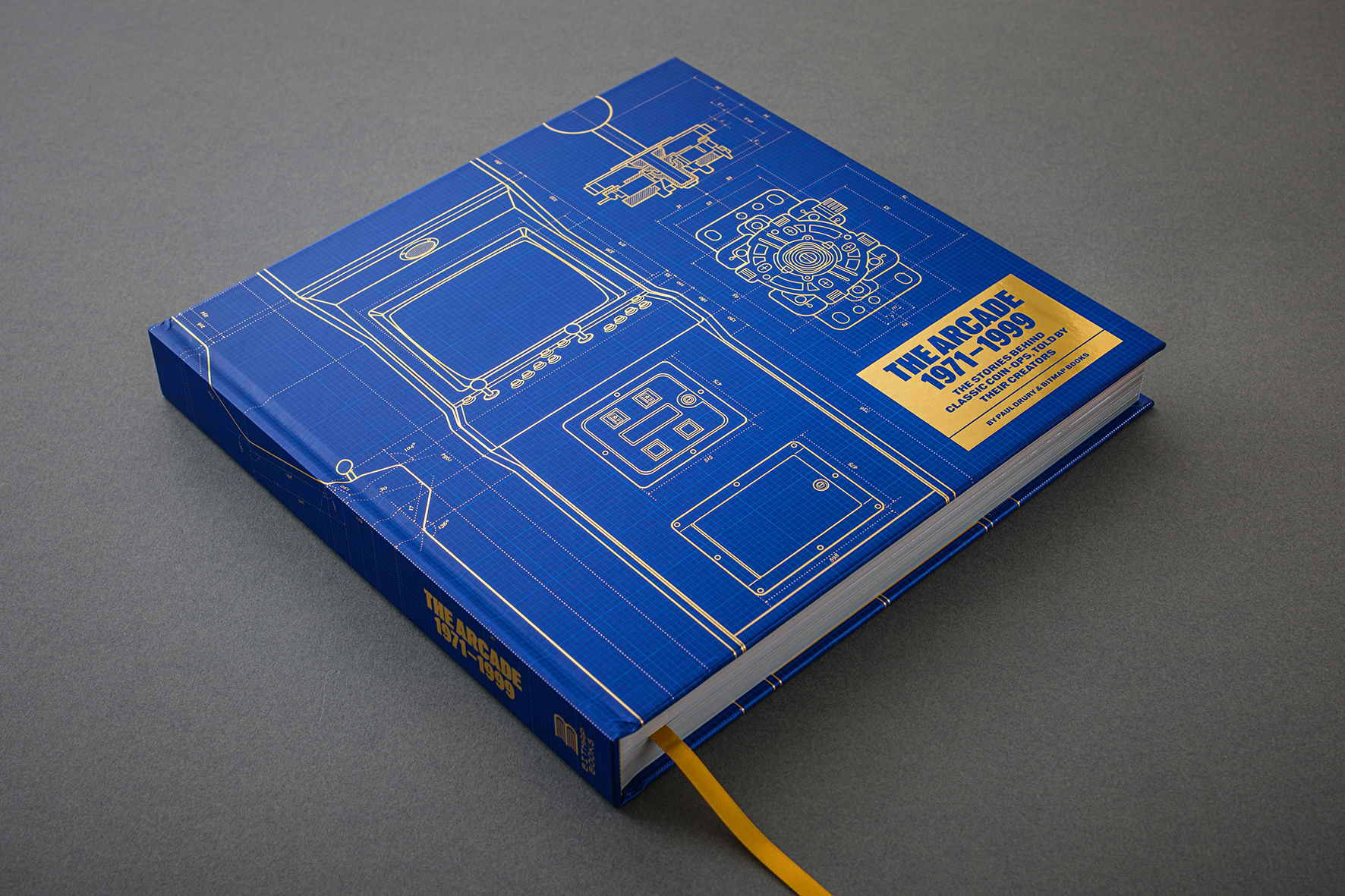 A blue book with gold foil