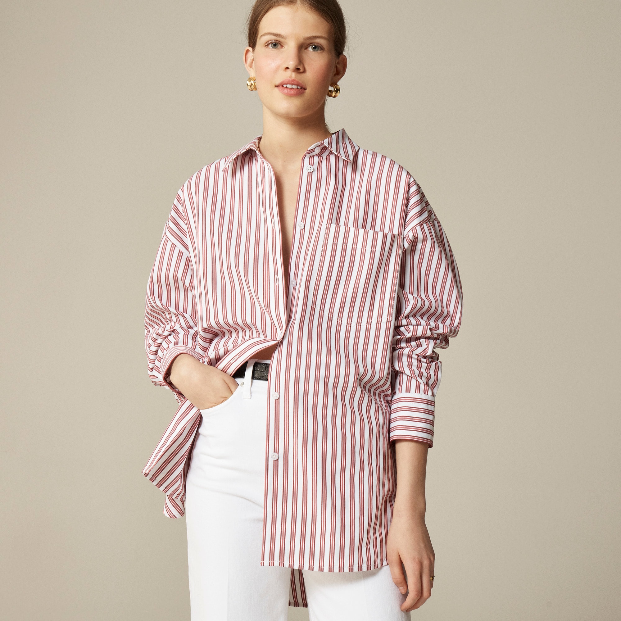 &amp;Eacute;tienne Oversized Shirt in Striped Cotton Poplin