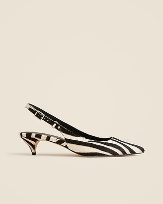 Robin Kitten Heels in Zebra-Print Calf Hair