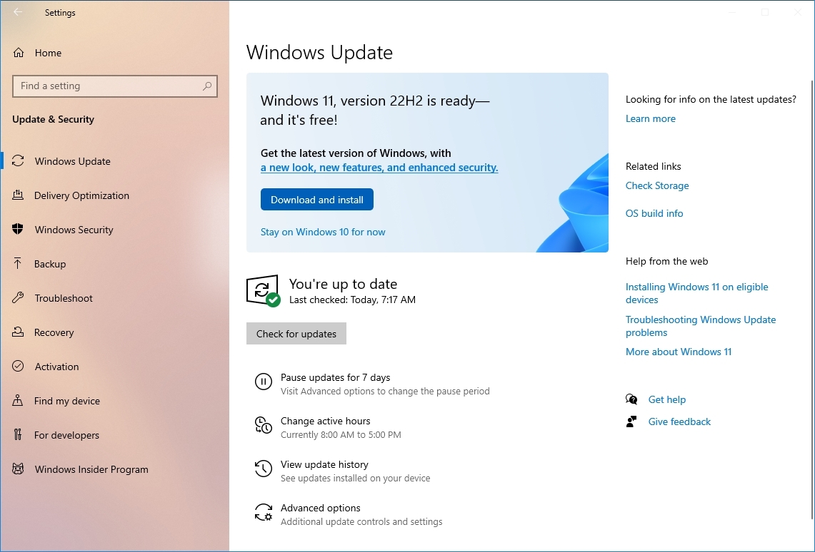 Windows 10 версии 22H2 с поддержкой 11