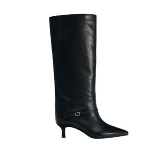 Zara Leather Kitten Heel Ankle Boots