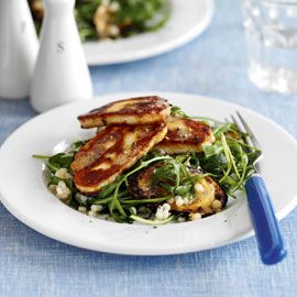 Giant Couscous, Courgette and Rocket with Halloumi
