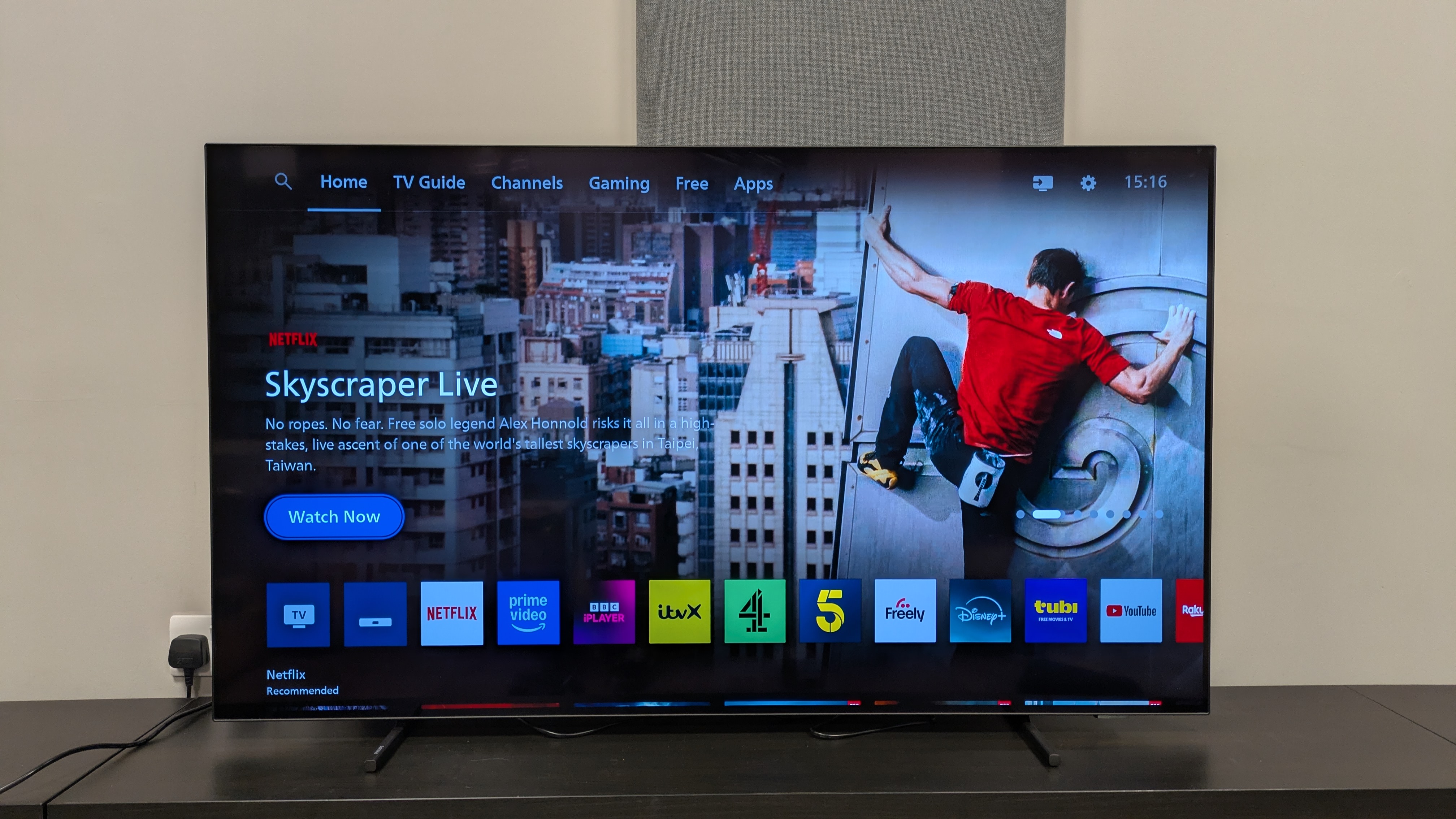 Philips OLED760 with TitanOS home page on screen