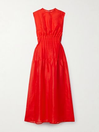 Wes Pintucked Silk-Organza Maxi Dress