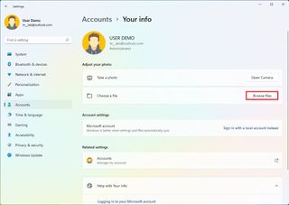 Open emails & accounts settings