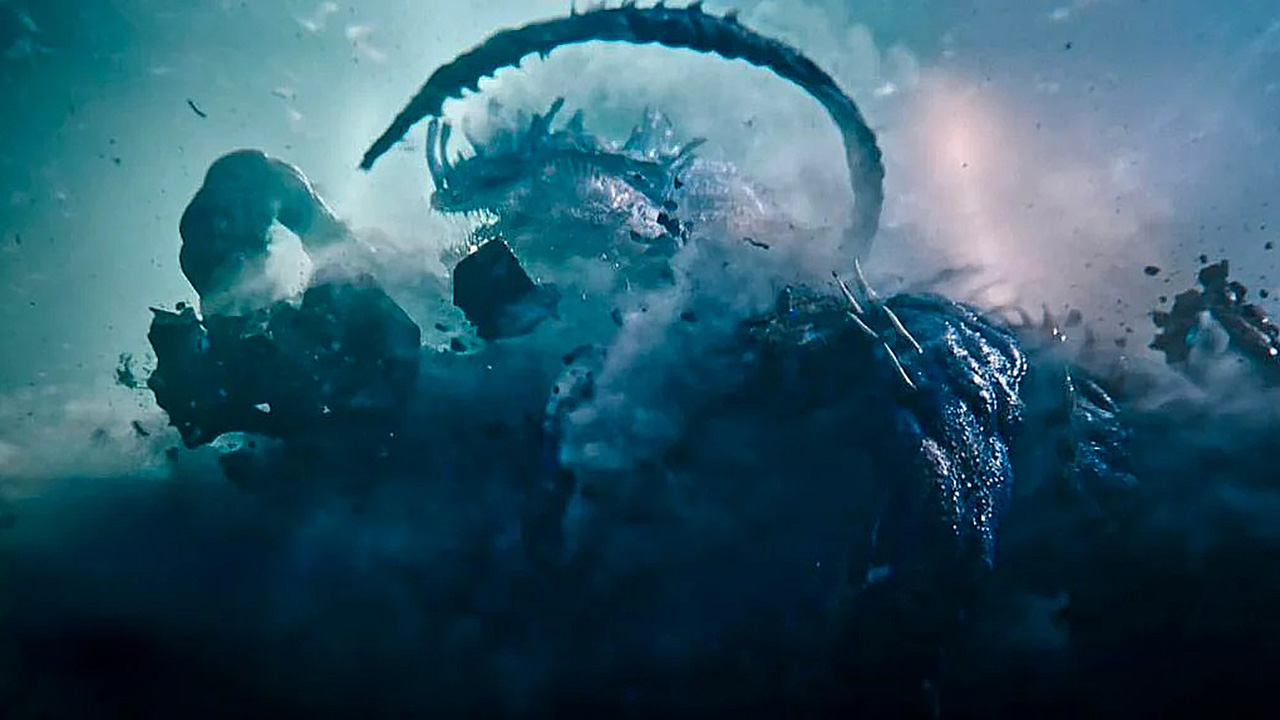 Titan X erupting from its rocky prison in Axis Mundi in Monarch: Legacy of Monsters season 2 episode 1