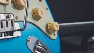 Fender Player Plus Stratocaster controls closeup