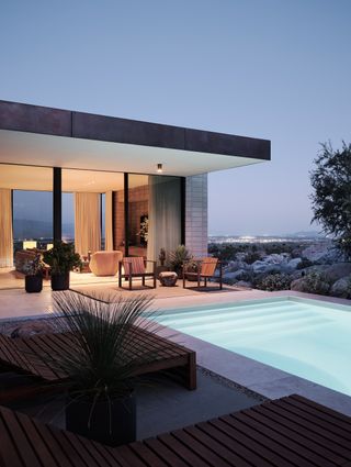 living space and swimming pool at Desert Palisades house