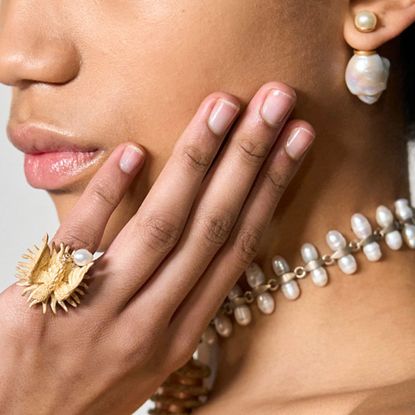 A close up of nails from a Dior fashion show