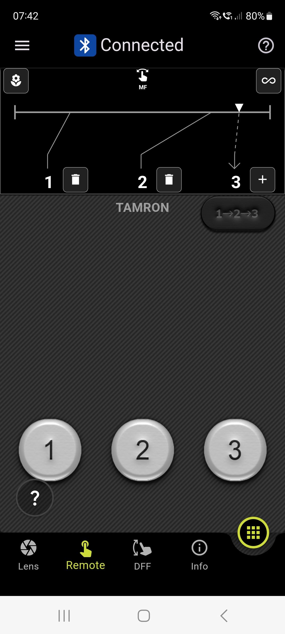 Tamron-Link smartphone app screengrab