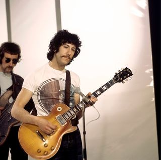 Peter GREEN and FLEETWOOD MAC; Peter Green performing on TV Show, playing Gibson Les Paul guitar
