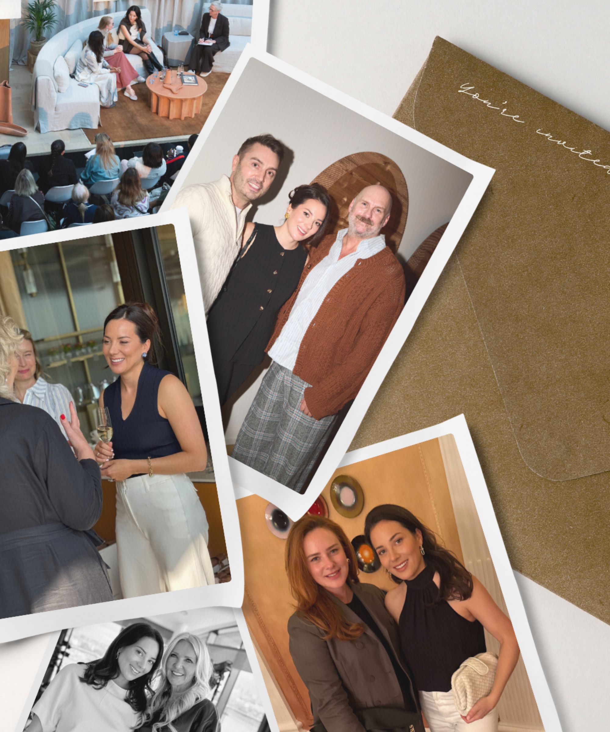 Collage image of photographs of groups of friends and colleagues