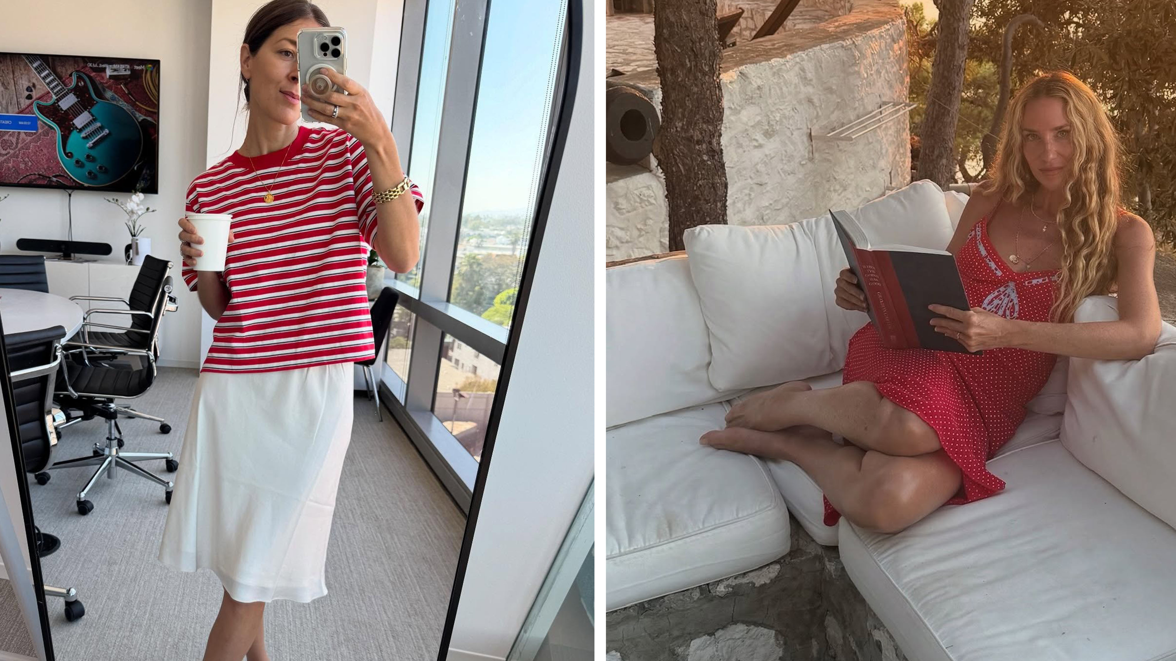 Women wearing red and white J.Crew outfits