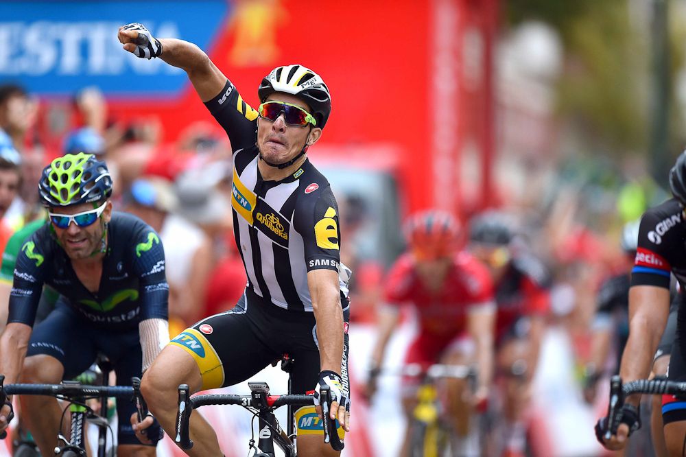 Kristian Sbaragli (MTN-Qhubeka) celebrates his stage 10 win.