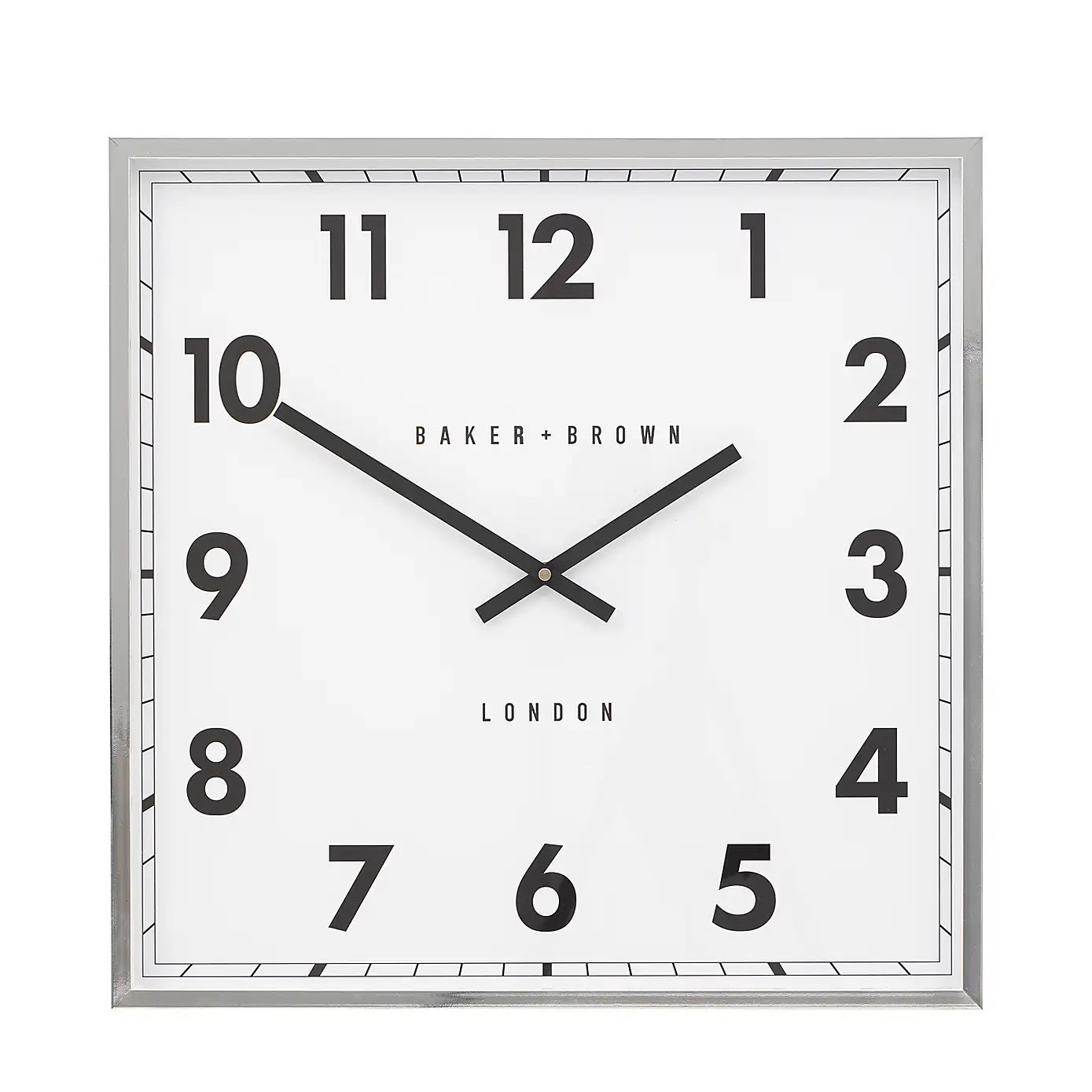 White clock face with silver frame