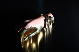 A gold-plated mannequin's hand