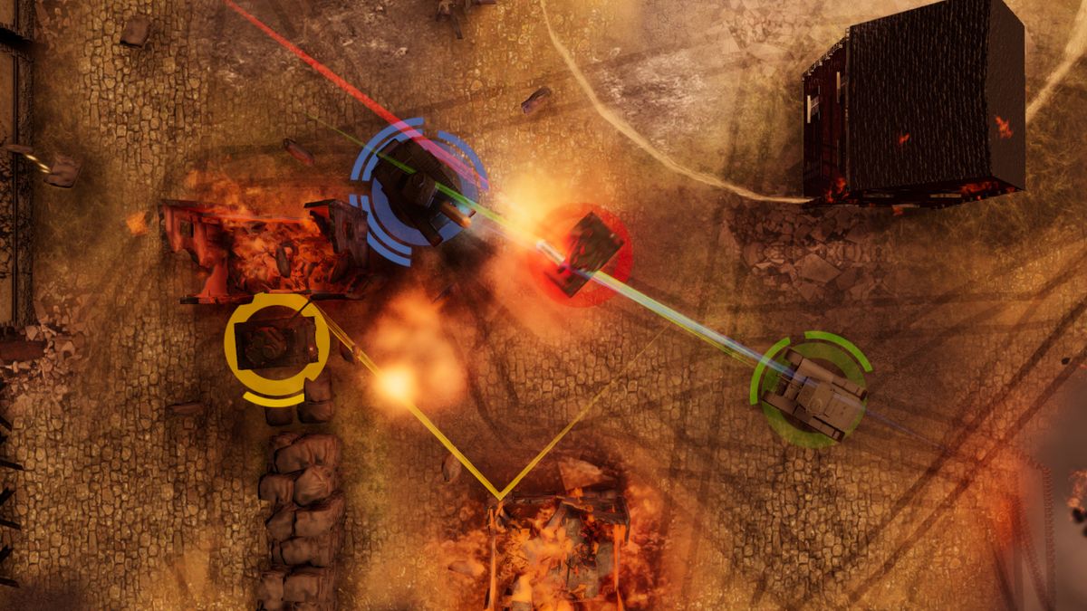 Tanks firing shells at each other in Armor of Heroes