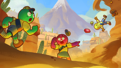 Peak art showing characters in the desert 