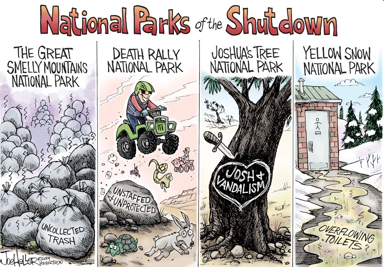 Editorial cartoon U.S. government shutdown national parks