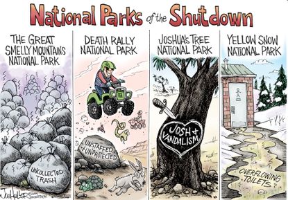 Editorial cartoon U.S. government shutdown national parks