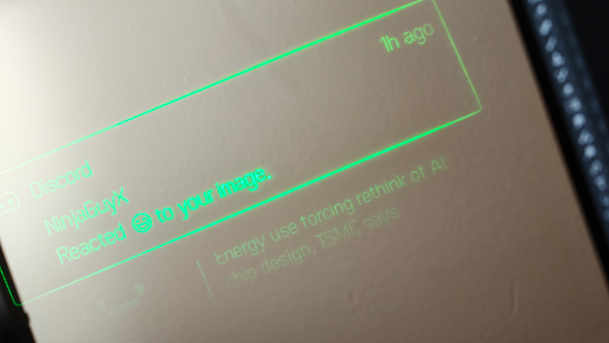 Receiving a notification on the Even Realities G2's monochrome displays