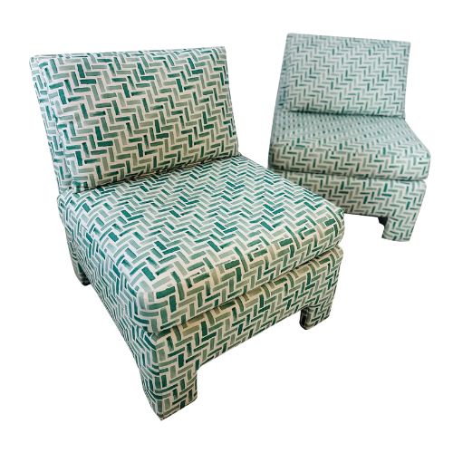 Chairish, Vintage Pair of Slipper Chairs, Reupholstered