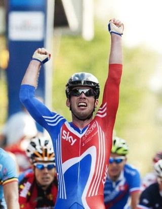 Mark Cavendish (Great Britain) starts his celebrations