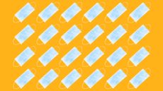 Face masks on an orange background.