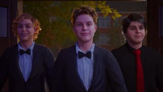 Three lads rock up to a party in Agefield High: Rock the School