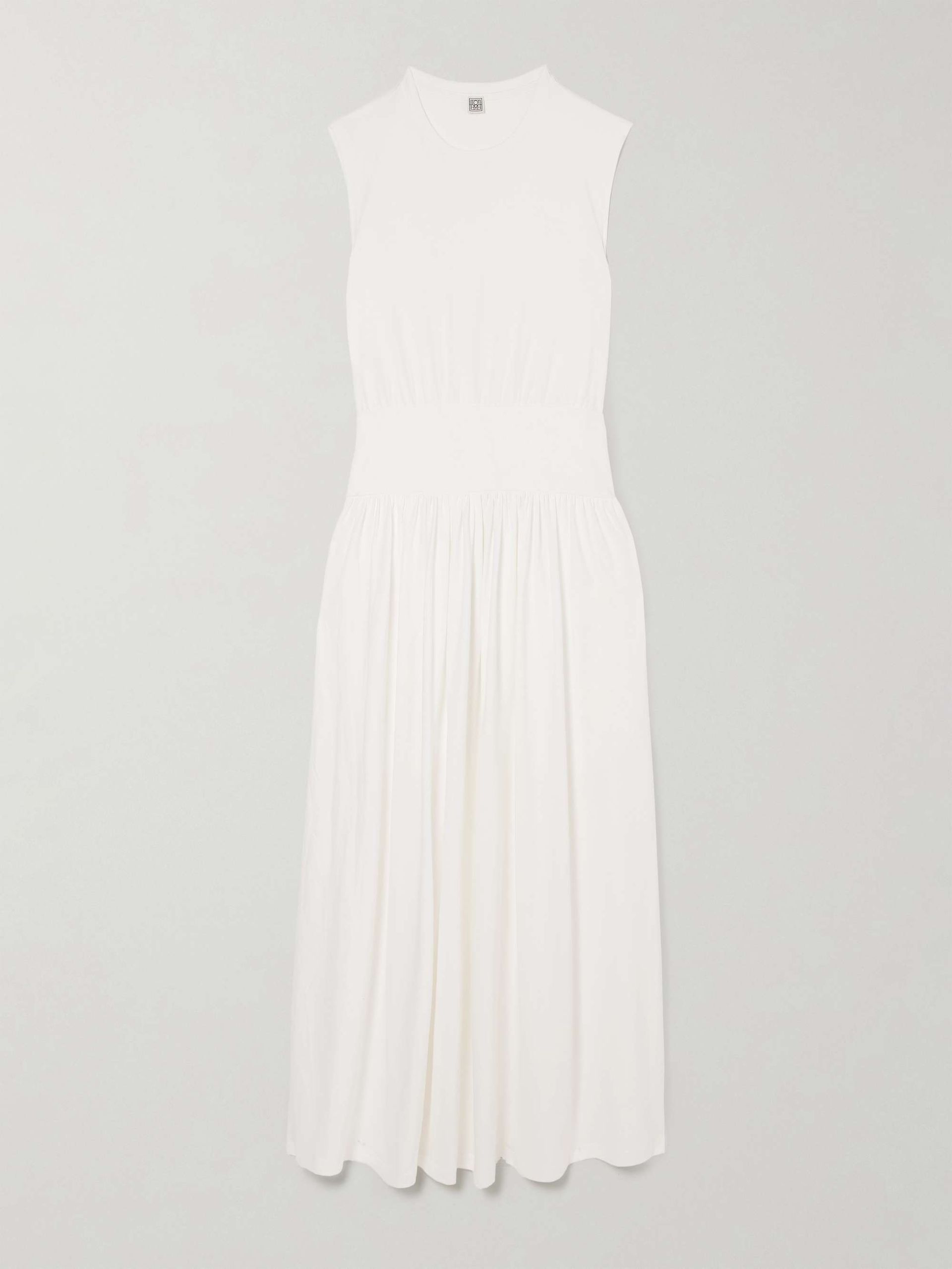 Pleated Organic Cotton-Jersey Midi Dress