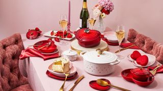 Le Creuset Valentines Day Hearts Collection on the table