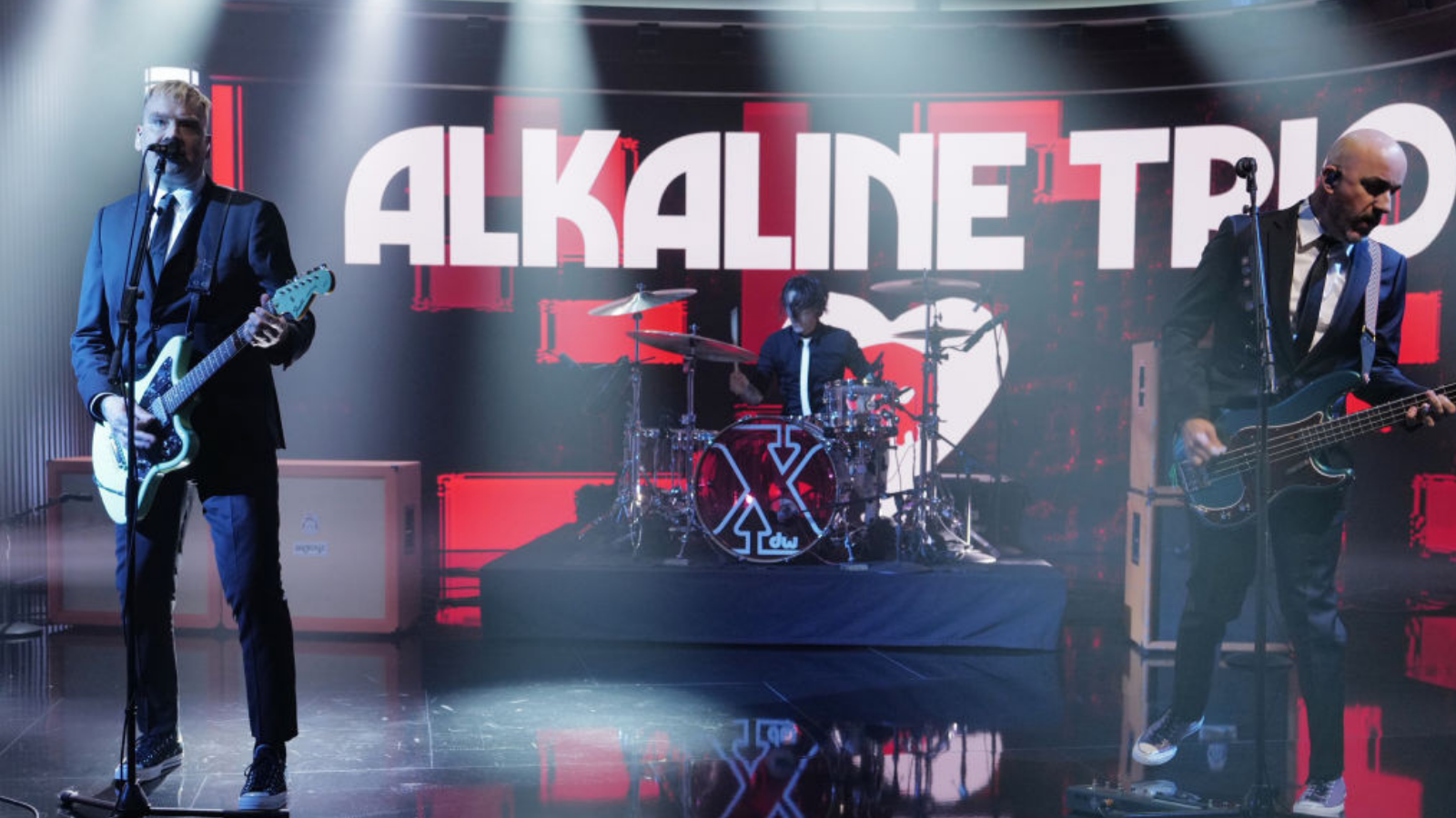 Alkaline Trio performing live in 2024