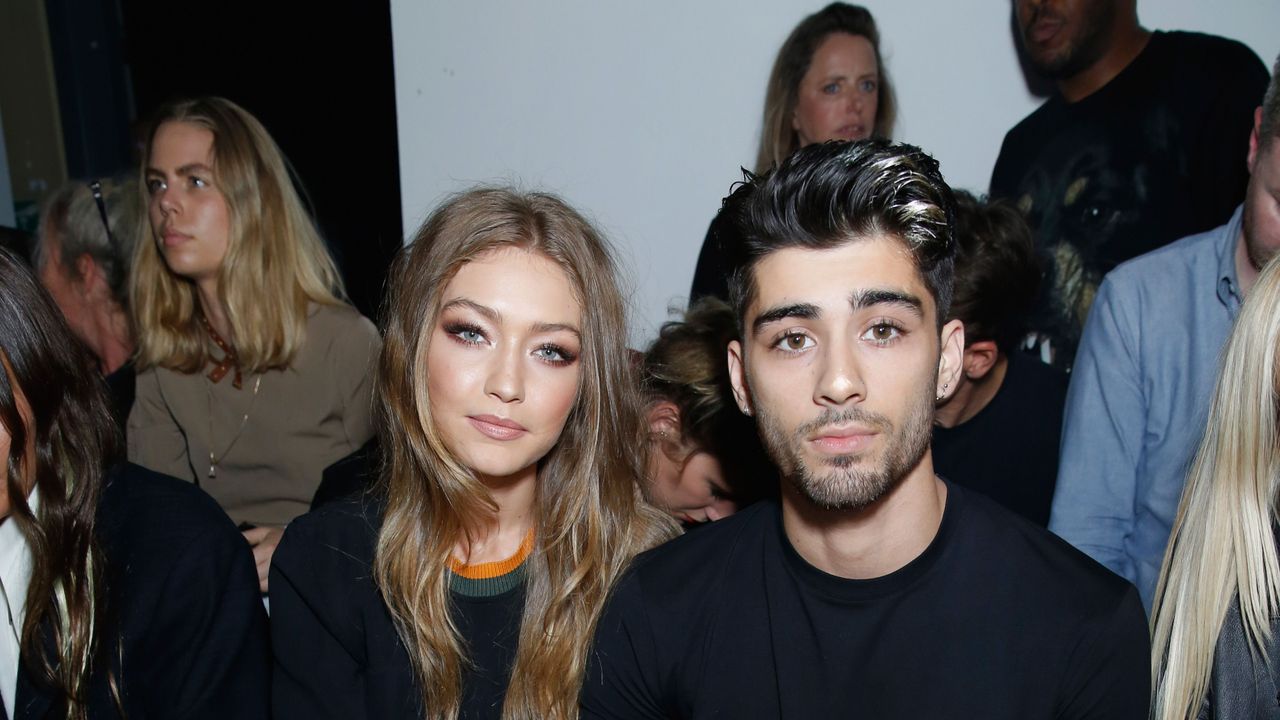 london, england september 17 gigi hadid and zayn malik attend the versus versace show during london fashion week springsummer collections 20162017 on september 17, 2016 in london, united kingdom photo by darren gerrishwireimage