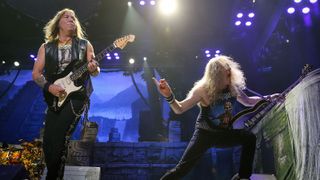 Dave Murray and Janick Gers onstage