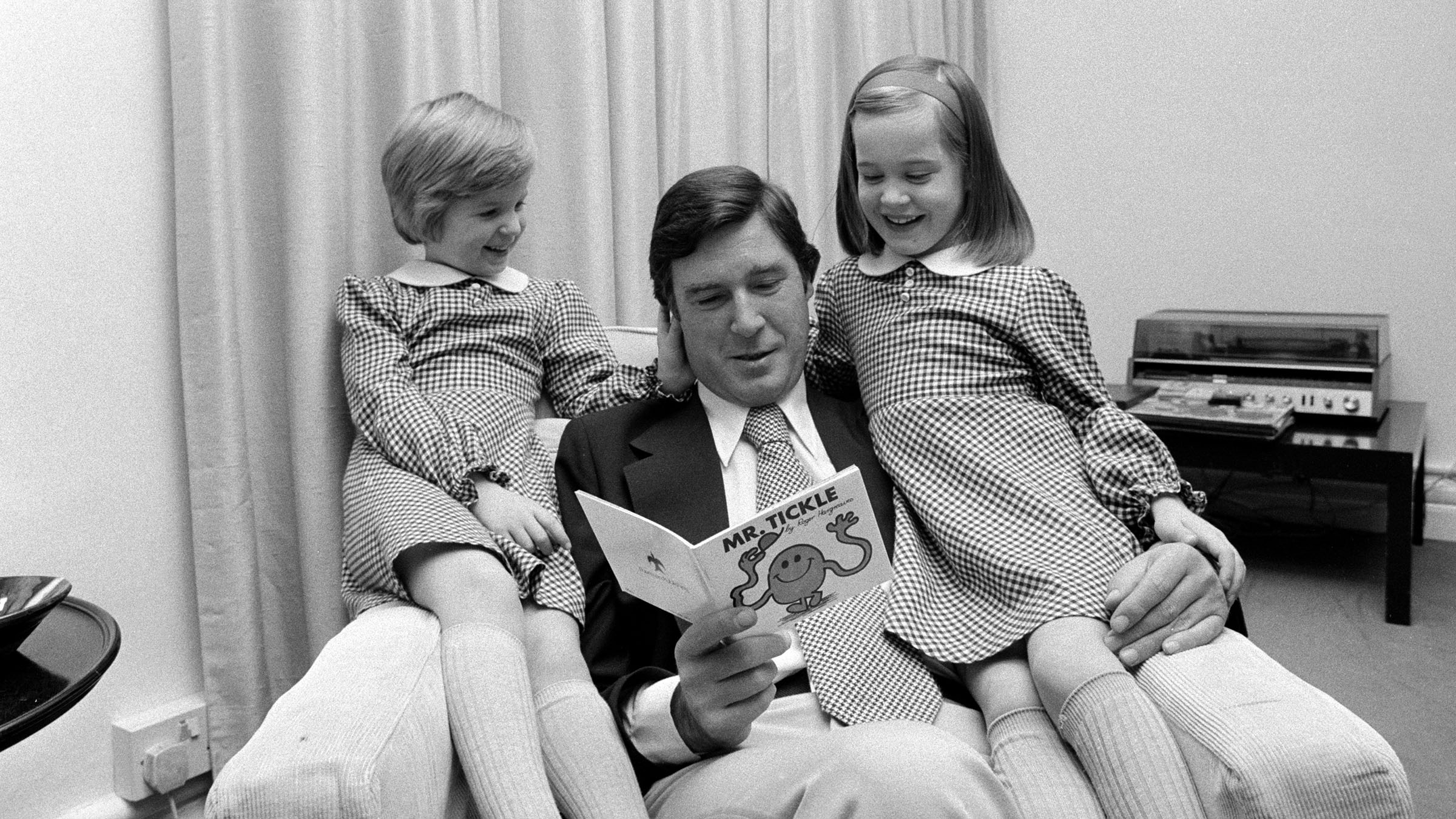 Roger Hargreaves with his twin daughters Amelia and Sophie