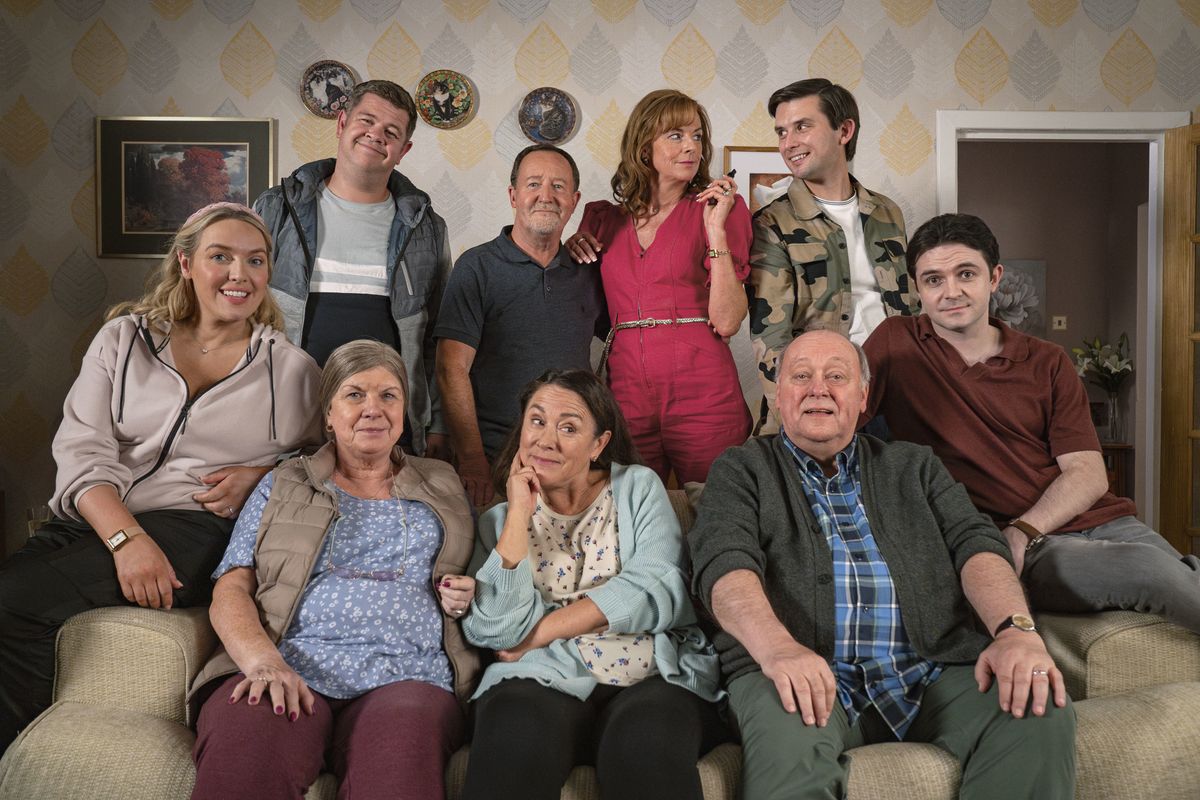 Two Doors Down the full cast in character for a posed shot.